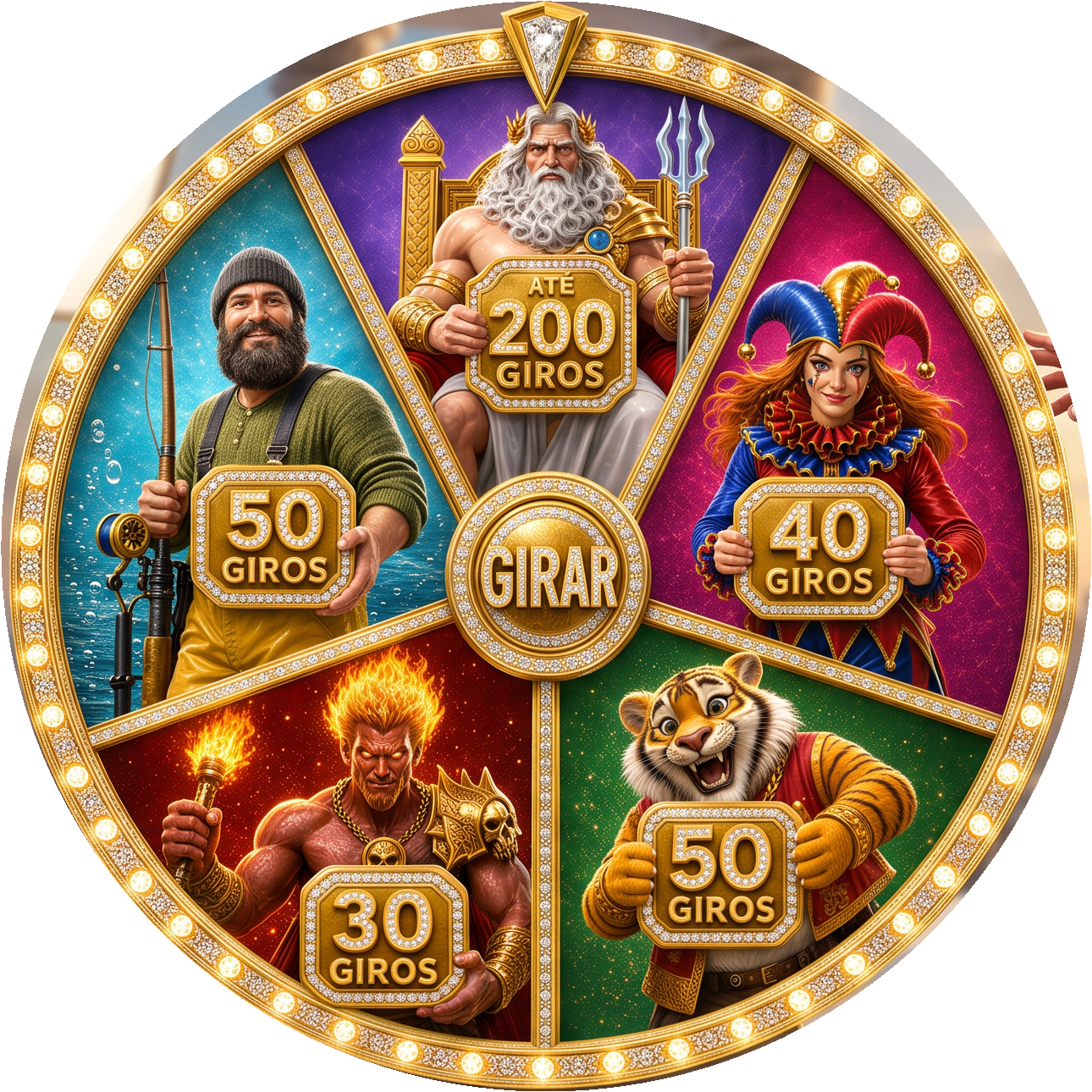 Ruleta con cinco premios de giros